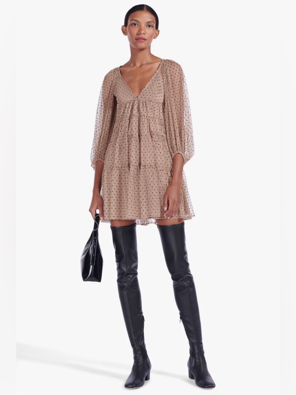 STAUD Mini Meadow Dress | Nude Dot Size Small